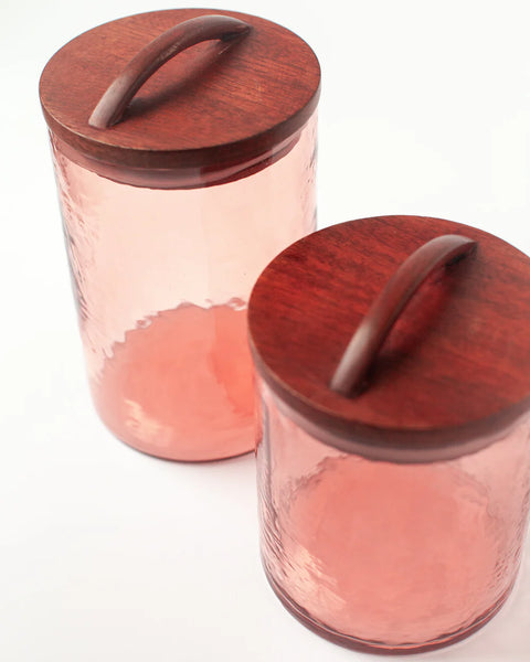 Hammered Glass Canister Large - Pink