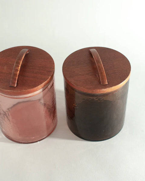 Hammered Glass Canister Medium - Smoke