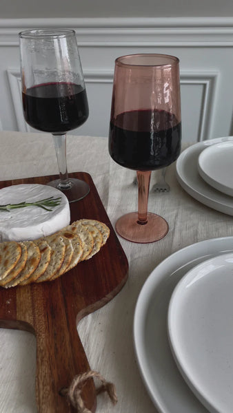 Handblown Hammered Wine Glasses - Pink