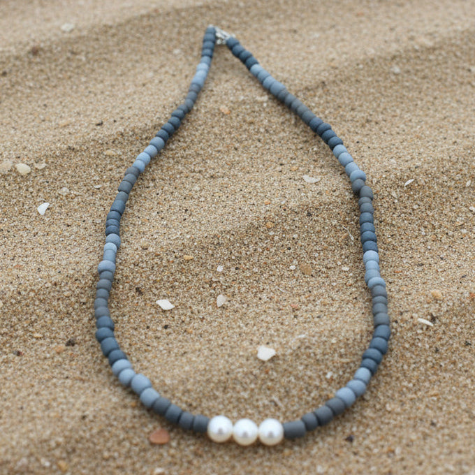 Fresh Water Pearl Beaded Necklace - Greys