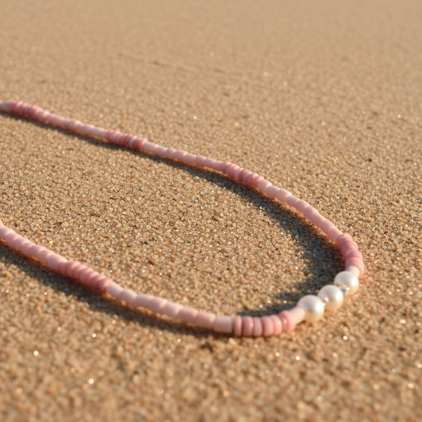 Fresh Water Pearl Beaded Necklace - Musky Pinks