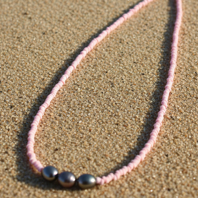 Fresh Water Coloured Pearl Beaded Necklace - Pink