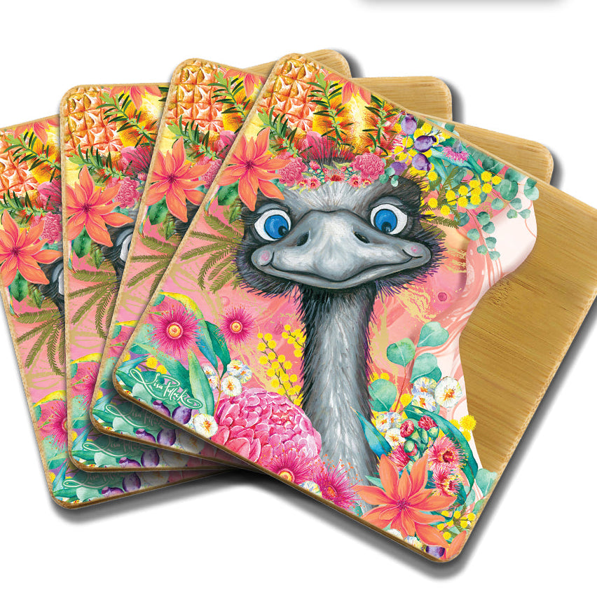 Happy Emu Coasters