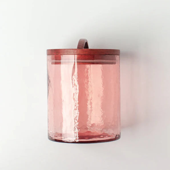 Hammered Glass Canister Medium - Pink
