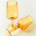 Handblown Hammered Wine Glasses - Amber