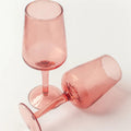 Handblown Hammered Wine Glasses - Pink