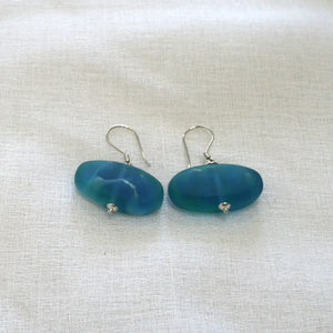 Blue Green Resin Earrings - pebble