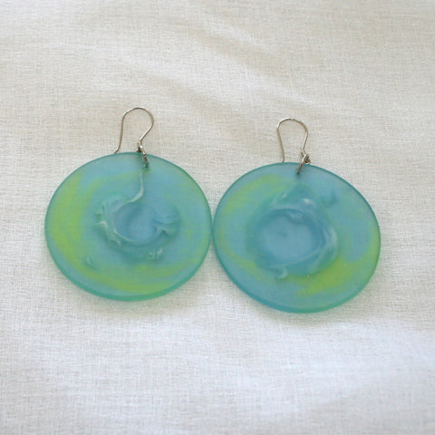 Blue Green Resin Earrings - full circle