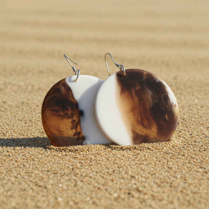 Horn Resin Earrings - Solid Circle