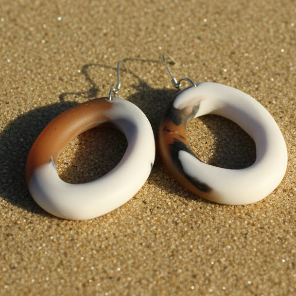 Horn Resin Earrings - Oval