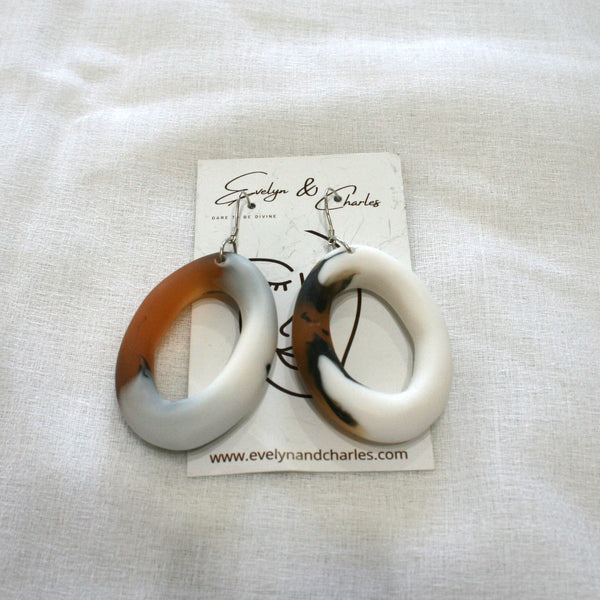 Horn Resin Earrings - Oval