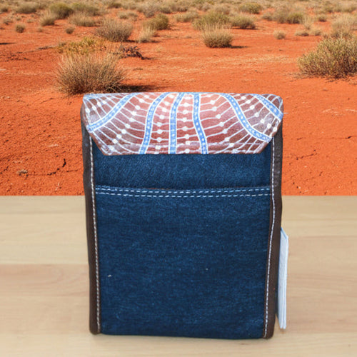 Aboriginal Leather & Denim Cross Body Bag - Nicole Dickenson