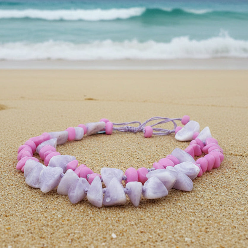 Hand Made Resin Necklace - Mauve