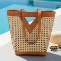 Charli 2 - Rattan + Leather Bag