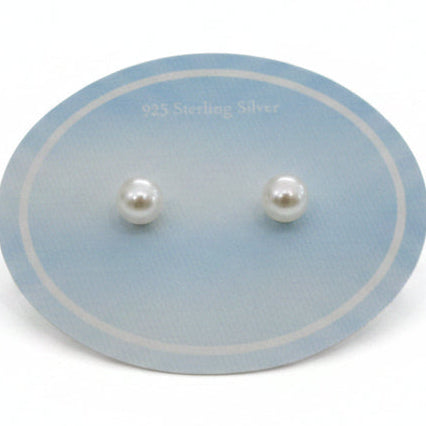 Sterling Silver Pearl Earrings - White 5mm