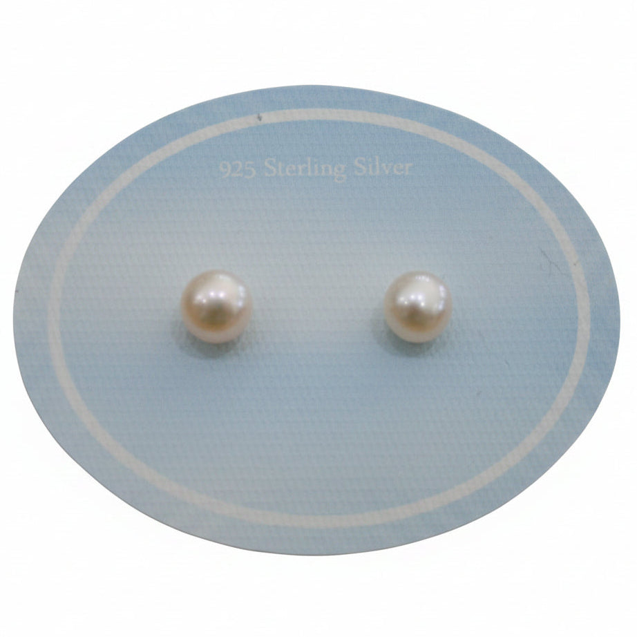 Sterling Silver Pearl Earrings - Gold 5mm