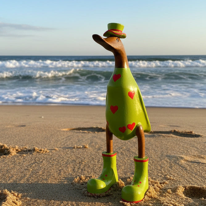 Duck - Green w/- red hearts