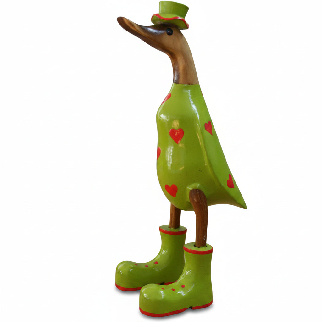 Duck - Green w/- red hearts