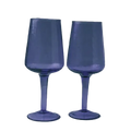 Handblown Hammered Wine Glasses - Blue
