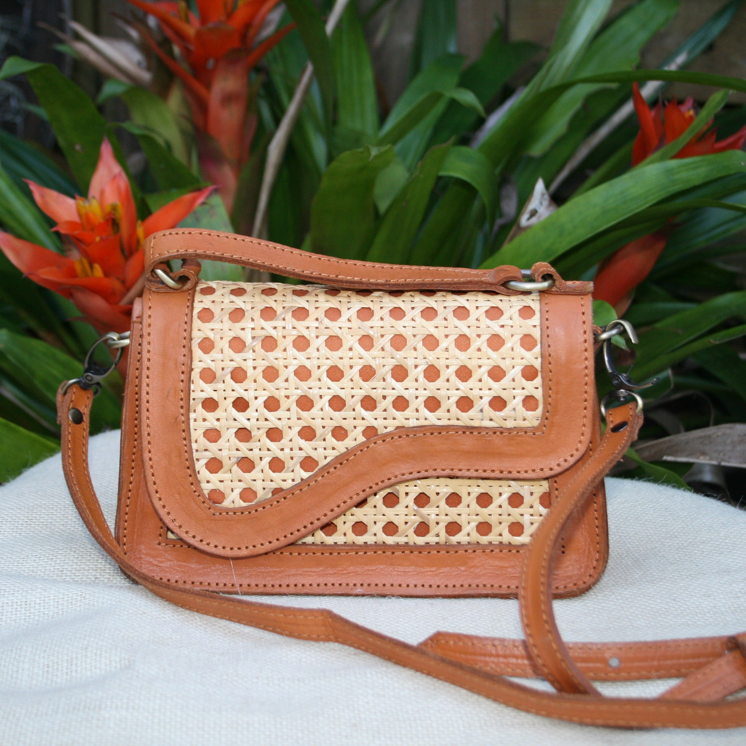 Dianna 1 - Rattan + Leather Bag
