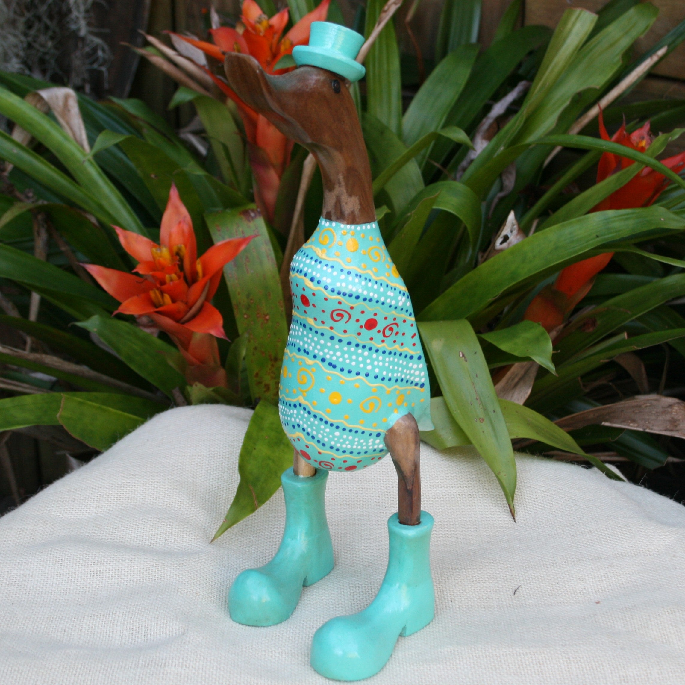 Duck - Mint Green with coloured design - large