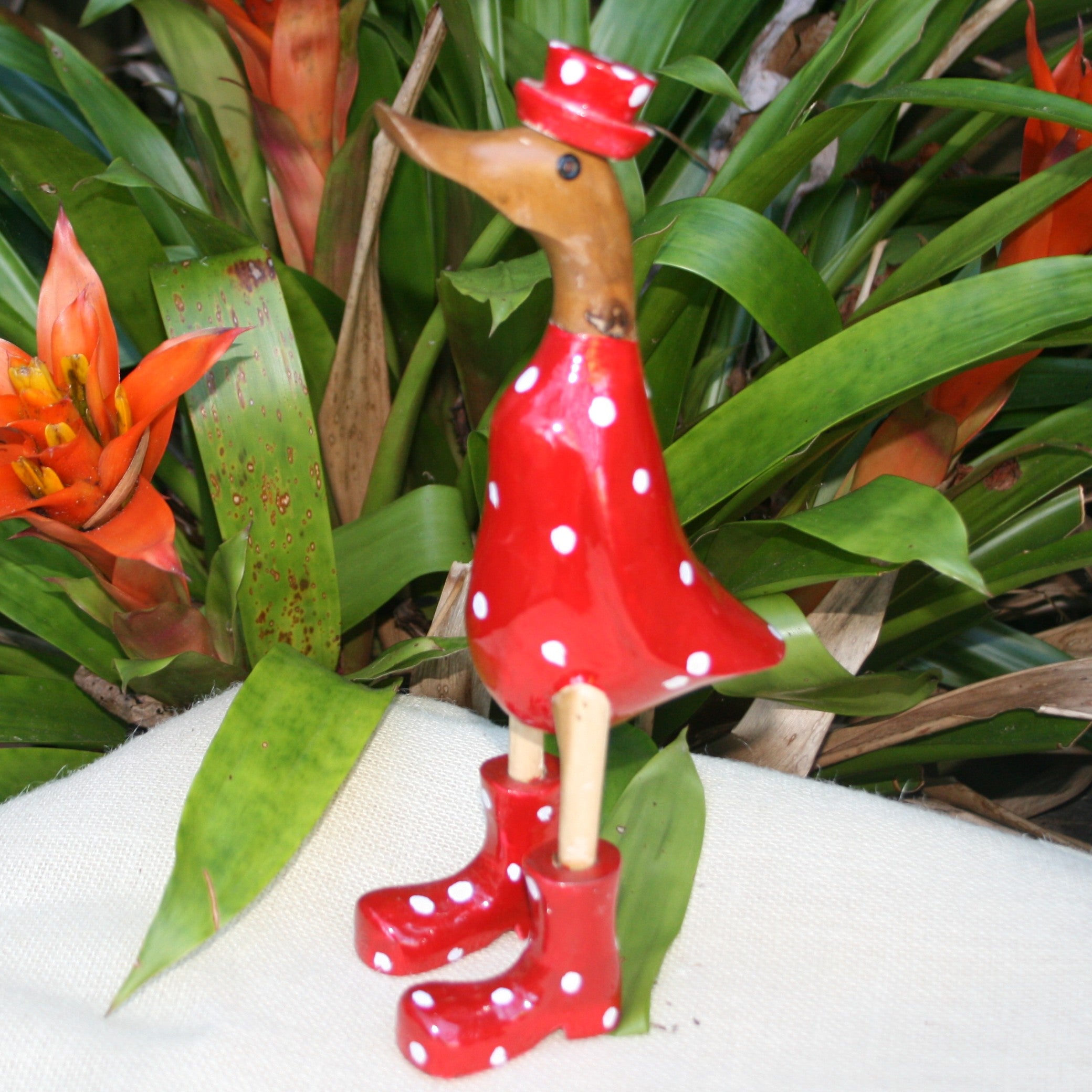 Duck - Red with white dots