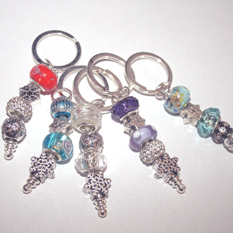 Beaded Snowflake Keyring - SKR370 - pack of 5