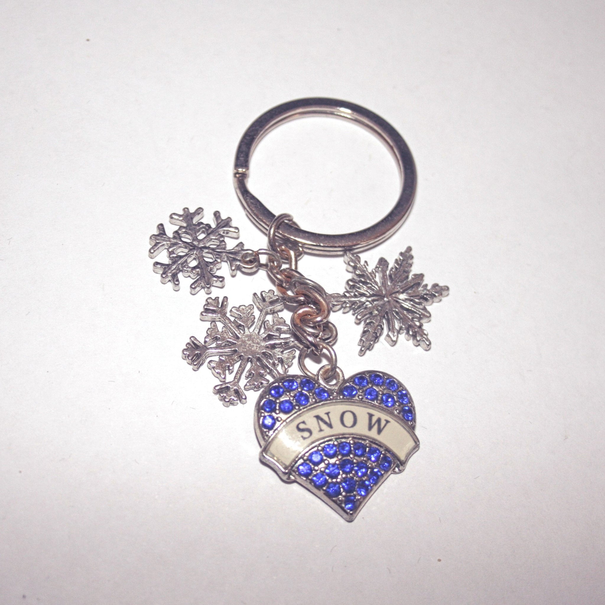 Snow Heart Keyring-blue - SKR428B - pack of 10