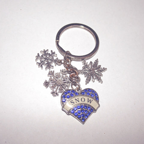 Snow Heart Keyring-blue - SKR428B - pack of 10