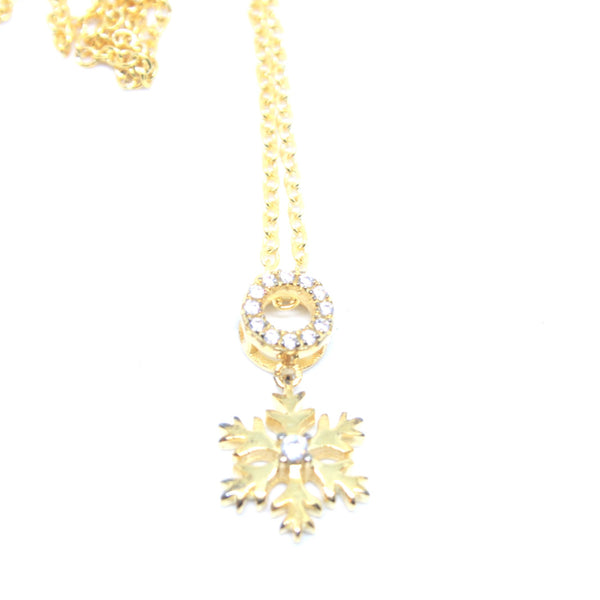 Gold Plated Sterling Silver Snowflake and Circle pendant - SXN346