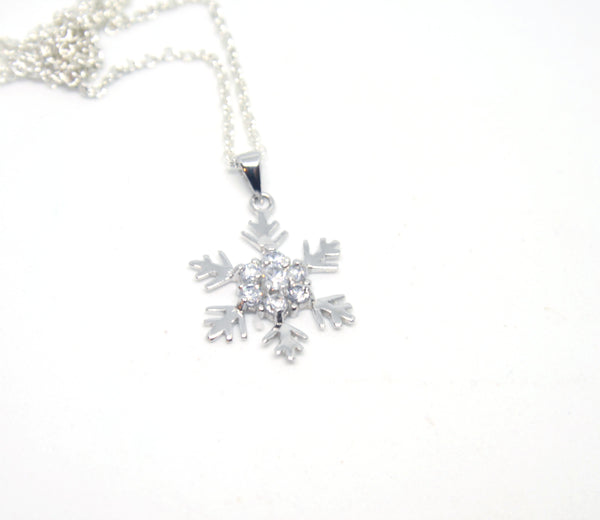 Sterling Silver Snowflake Pendant cz'sV - SXN140