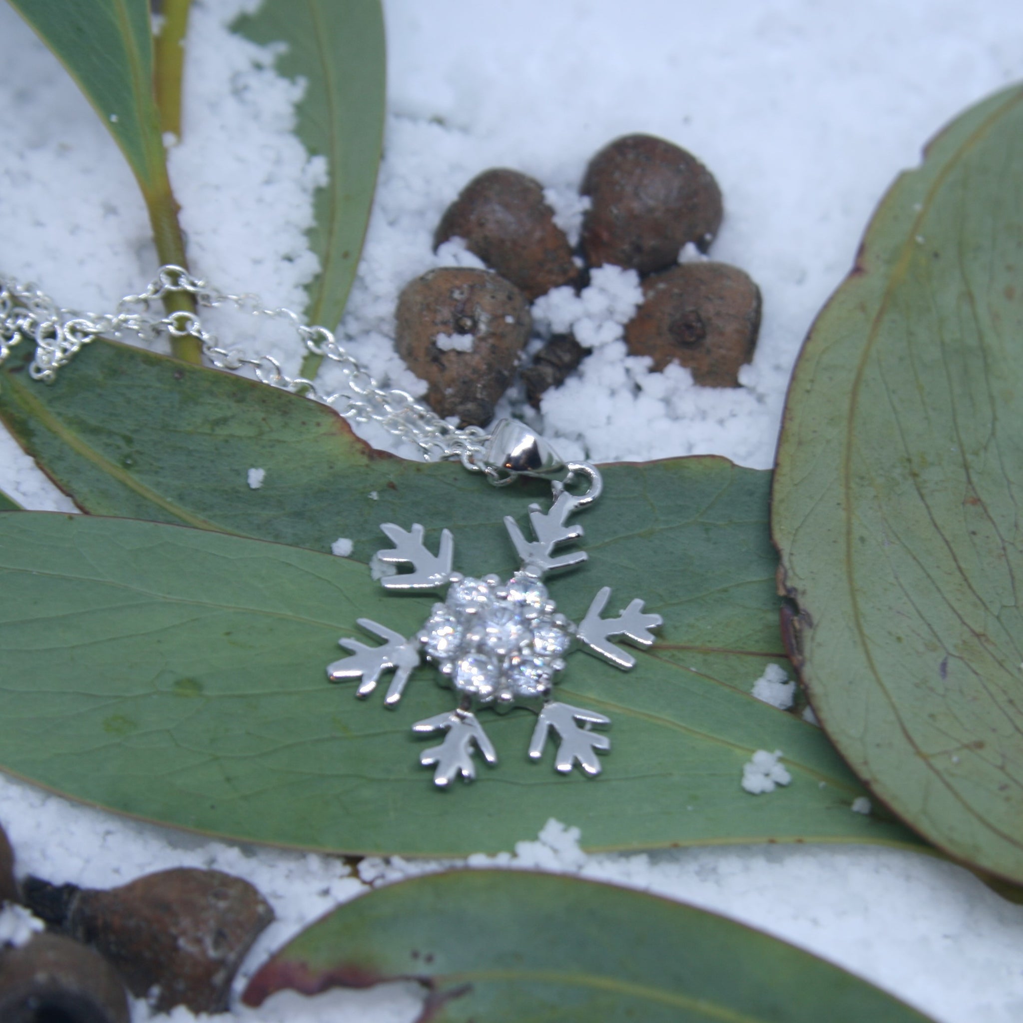 Sterling Silver Snowflake Pendant cz'sV - SXN140