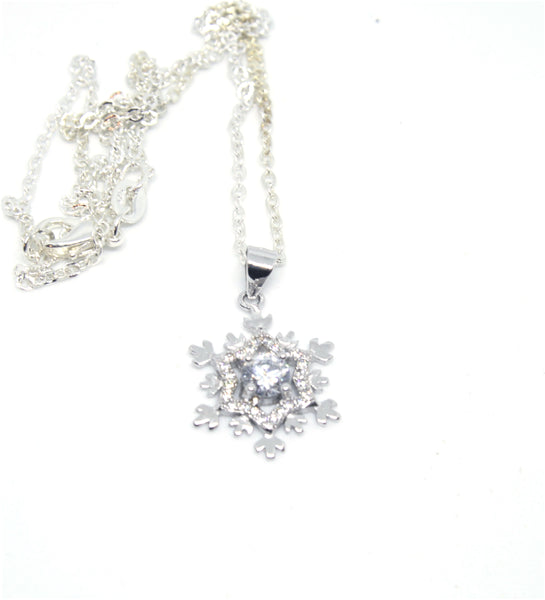 Sterling Silver Snowflake w/- Large CZ's Pendant - SXN398