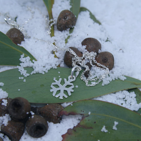Small Sterling Silver Snowflake Pendant - SXN426