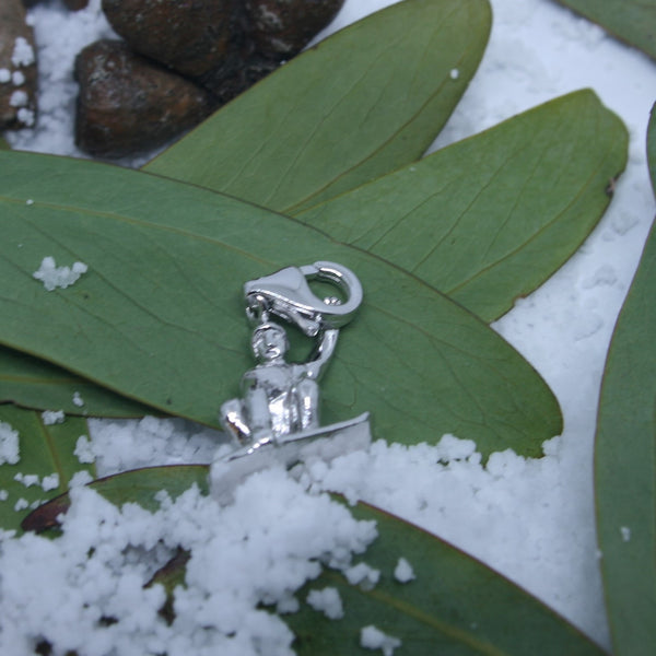 Sterling Silver Snow Boarder Clip Charm