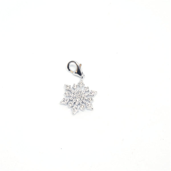 Sterling Silver Snowflake CZ Clip Charm