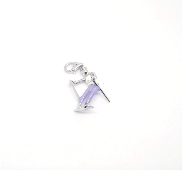 Sterling Silver Mauve Skier Clip Charm