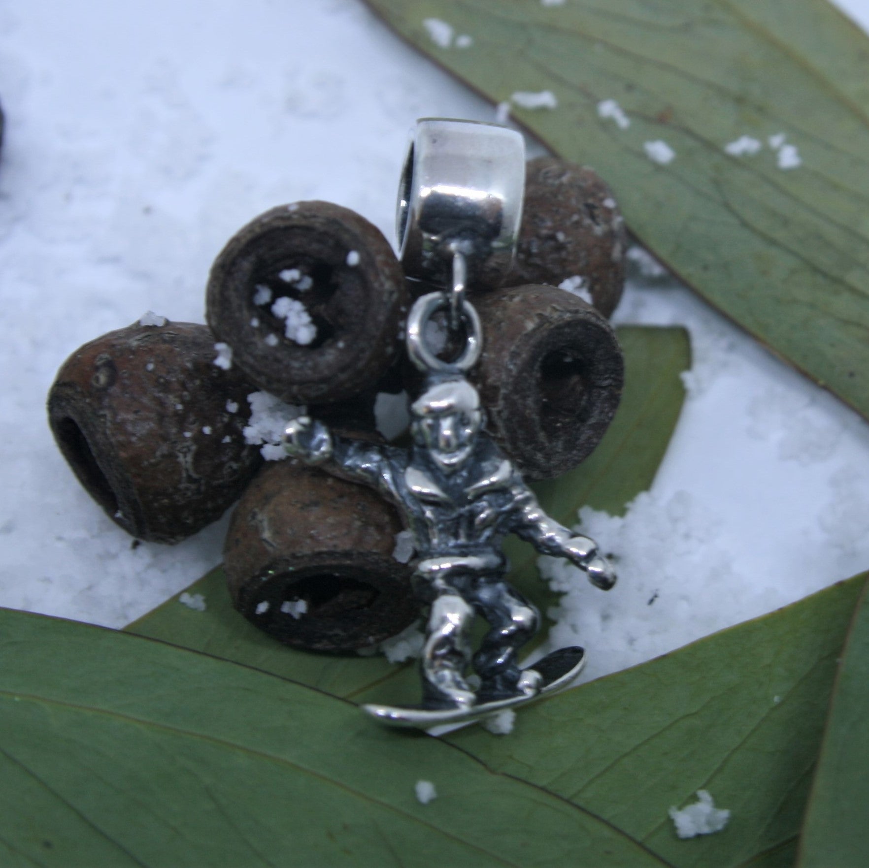 Sterling Silver Snowboarder European Charm