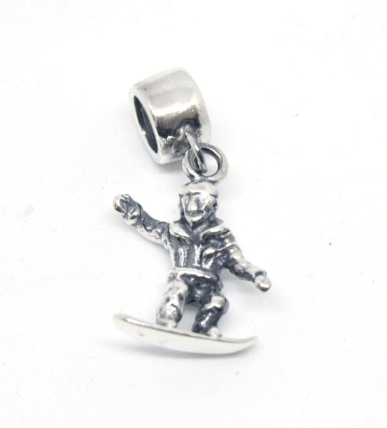 Sterling Silver Snowboarder European Charm