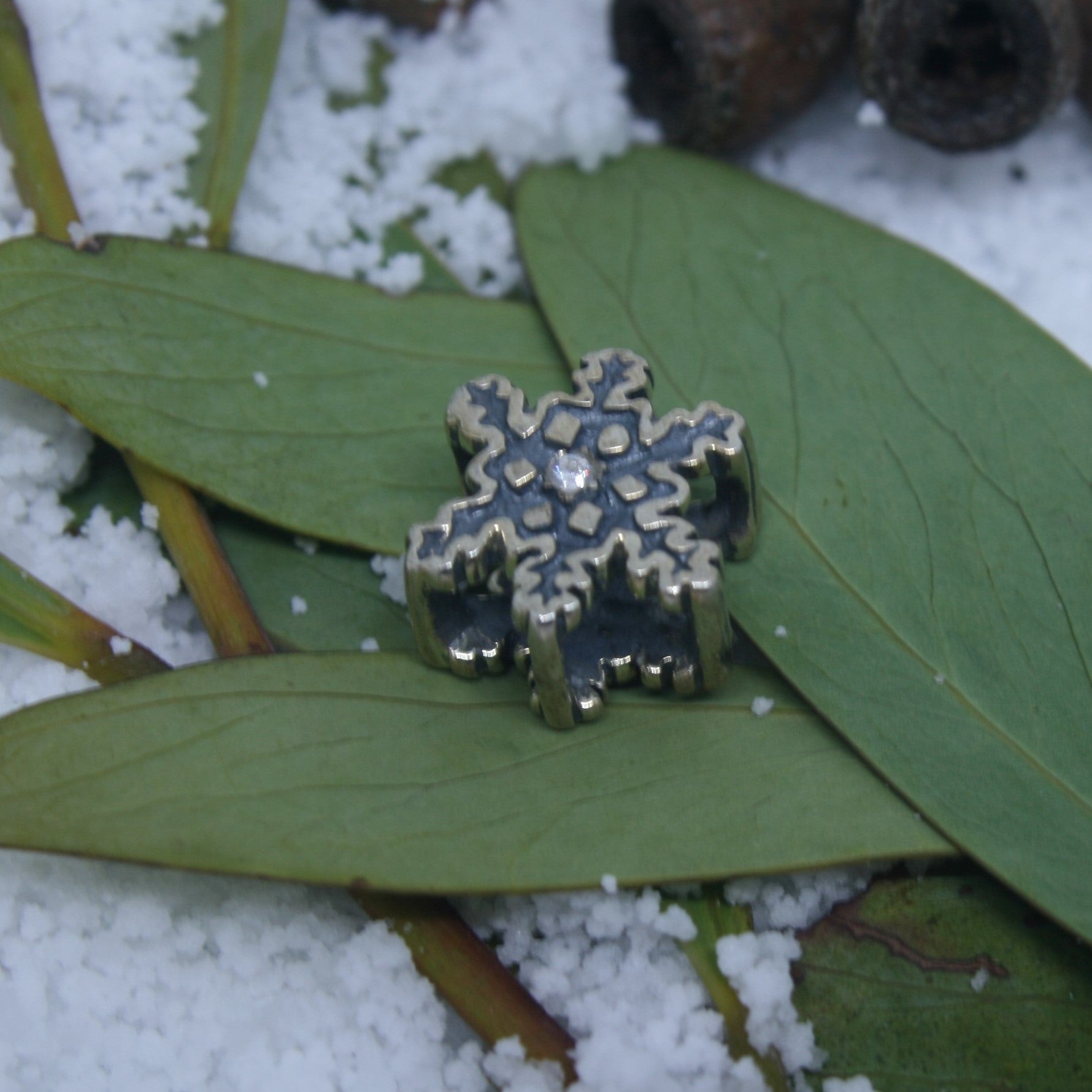 Sterling Silver Antique Snowflake 2 European Charm