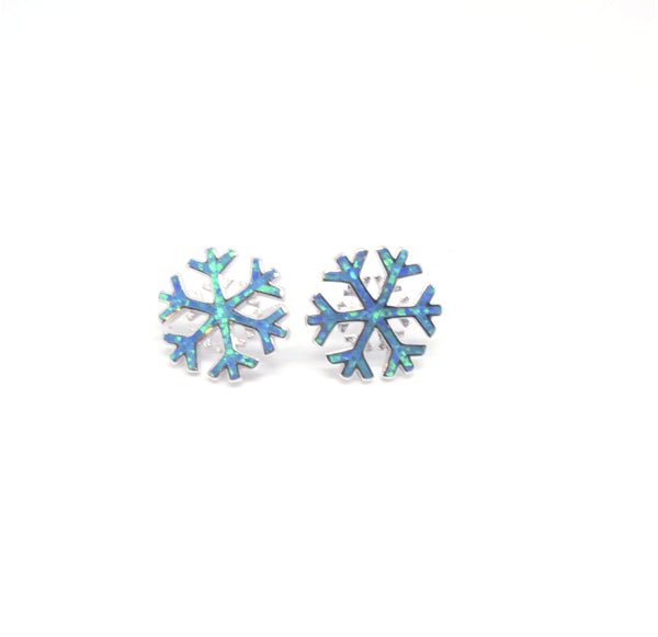 Sterling Silver and Opal Snowflake Earrings - SXE404