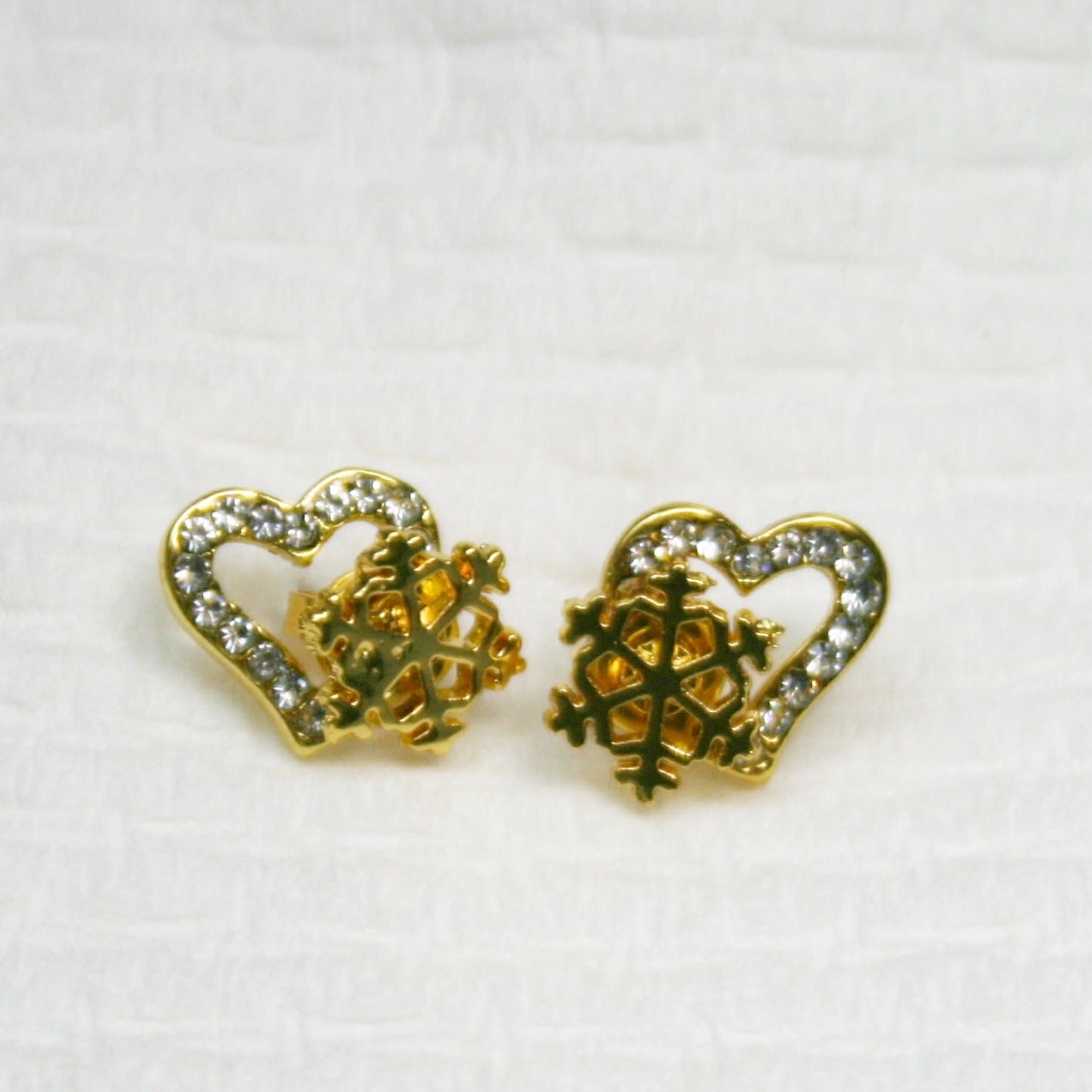 Heart Snowflake earrings gold plated - pack of 5 - SEY287