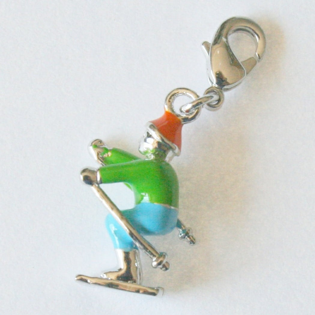 Green Skier Charm - SCH179 - pack of 5